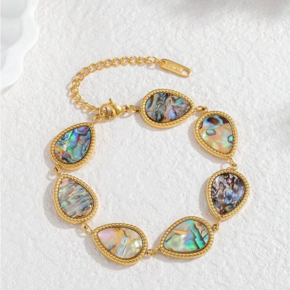 Elegant Gold Abalone Shell Bracelet